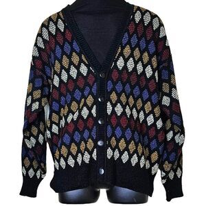 80s/90s Vintage J. T. Beckett Textured Knit Grandpa Cardigan Sweater Size M